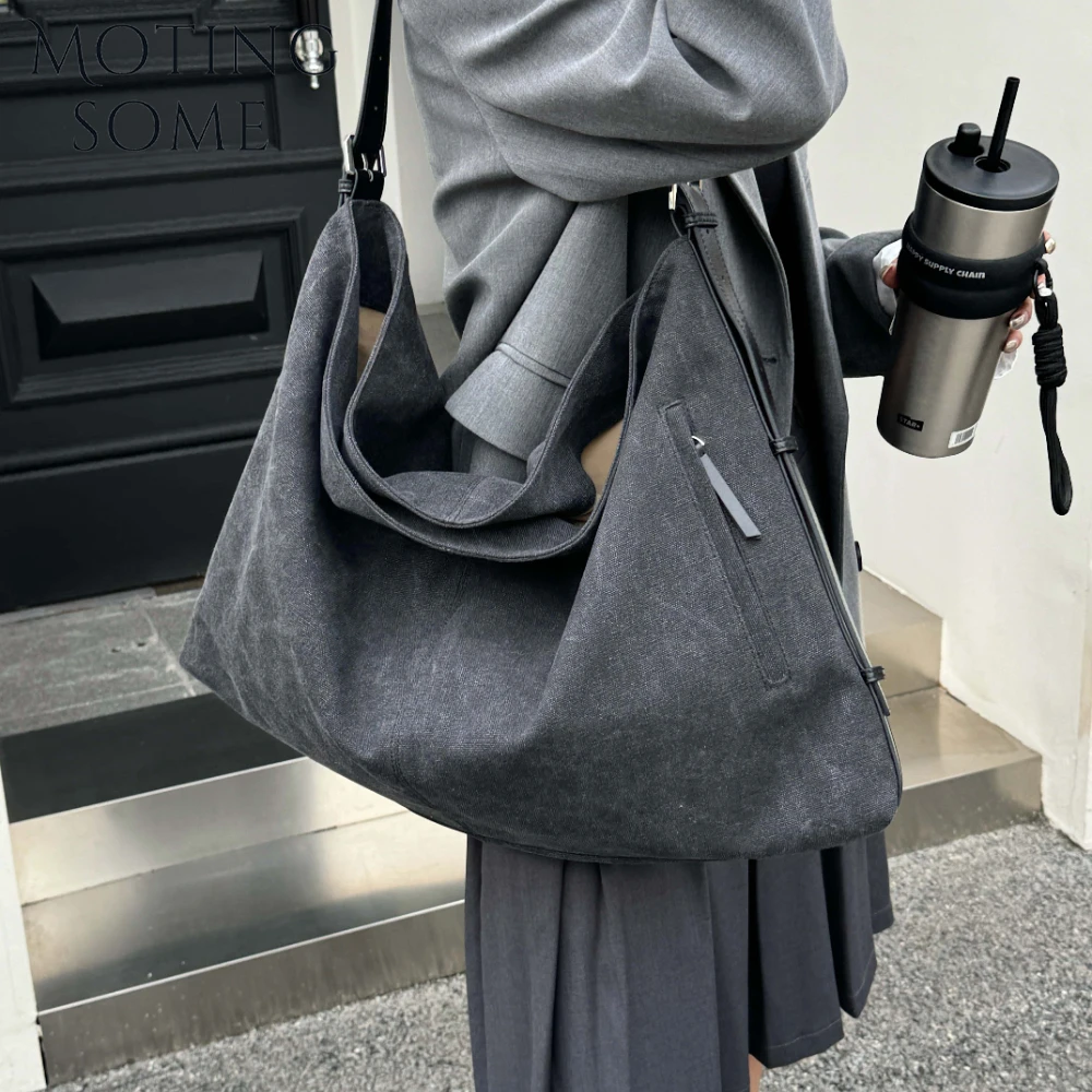 

Motingsome Oversized 60cm Tote Woman Bag Luxury Canvas Handbag 2025 New Fashion Summer Beach Bags Vacation Commuter Daily Purses