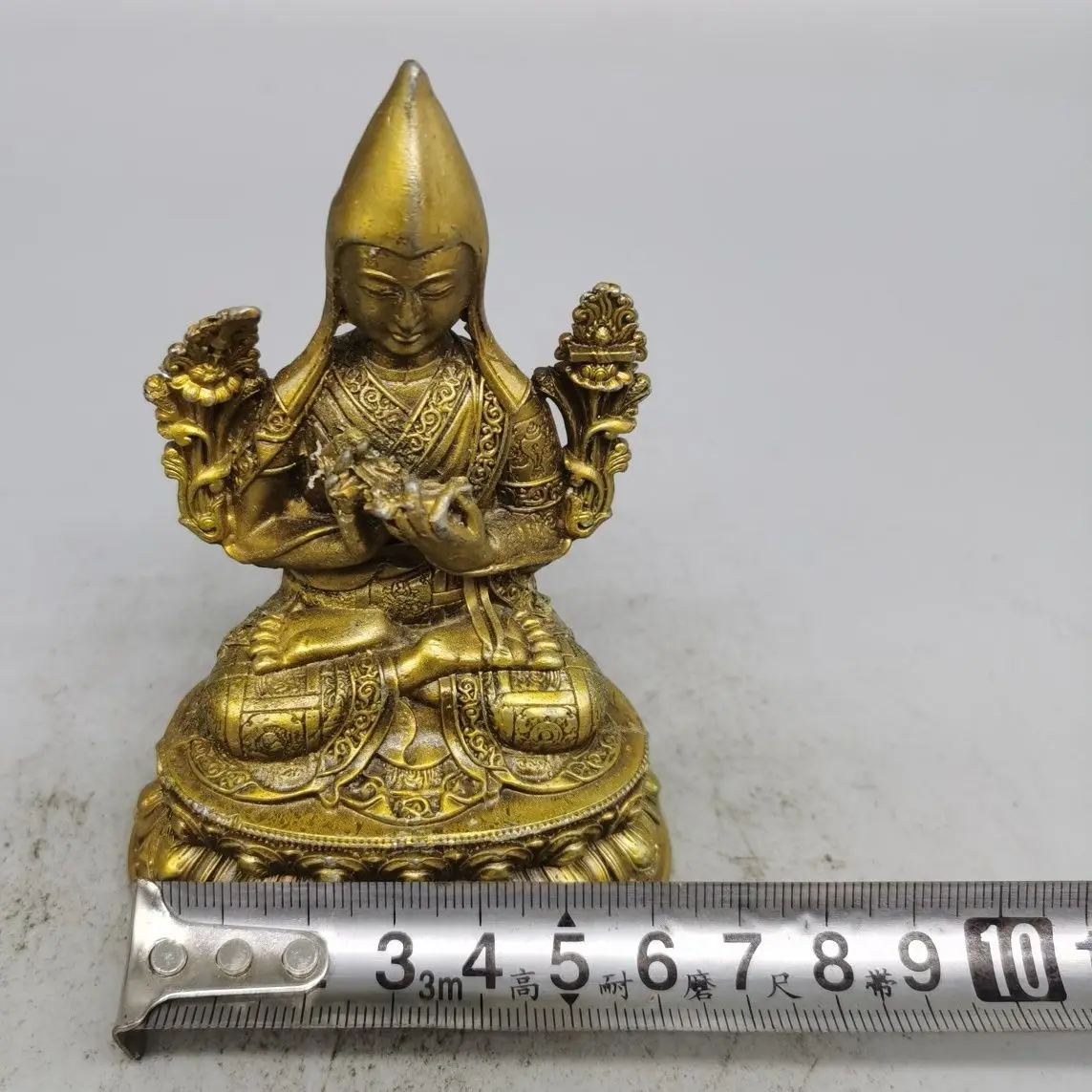 Fine Craftsmanship Correct Form Exquisite Alloy Ksitigarbha Buddha Statue Antique Old Collection Copper Decor Ornament