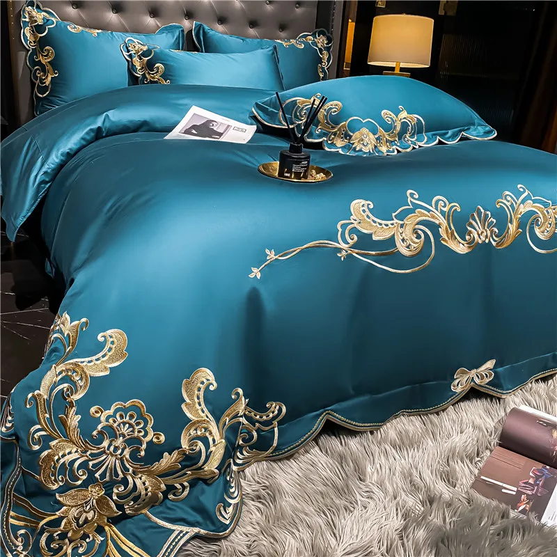 

100 long-staple cotton four-piece set, Xinjiang cotton high-end thickened pure cotton quilt cover, bed linen, autumn and winter