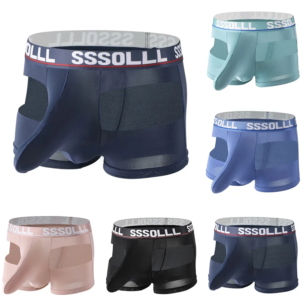 

Мужские сексуальные шорты-боксеры, сексуальное женское белье, дышащая сетка, плоский угол, плавки с носом слона, бразильское нижнее белье, мужские трусы