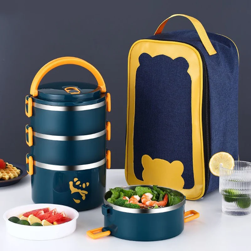 

1-4 Layer Portable Lunch Box Stainless Steel Child Student Large Food Storage Container Dinnerware Outdoor Insulated Bento Box