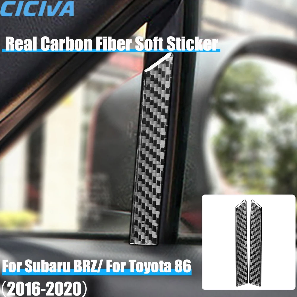 

Real Carbon Fiber Car Accessories A-pillar Strip Cover Soft Sticker For Subaru BRZ Toyota 86 GT86 2016 2017 2018 2019 2020