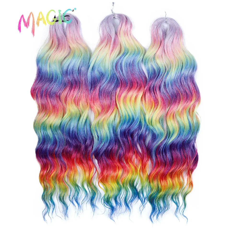 Magisches Häkelhaar, lose tiefe Welle, Häkelzöpfe, Haarverlängerungen, 61 cm, Wasserwellen-Zopfhaar, gedrehte Häkelhaarverlängerung – Detail 23
