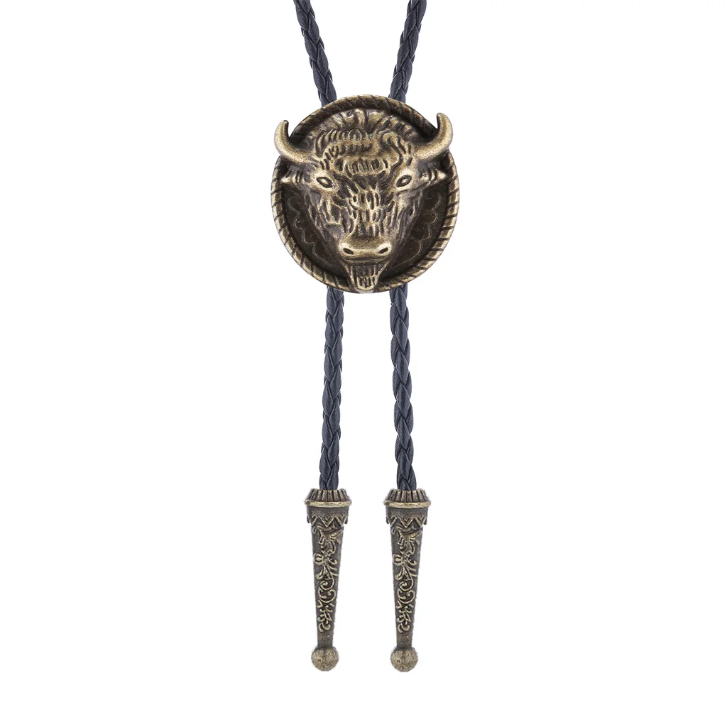 Modieuze en creatieve bolo-stropdas met bizonhoofd