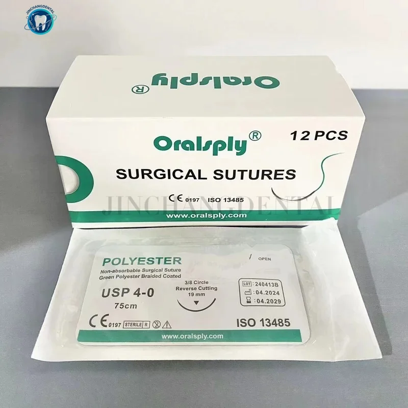 12Pcs/box Dental Tools Oralsply Non-absorbable Surgical Sutures POLYESTER 4-0 Dentistry lab Tools