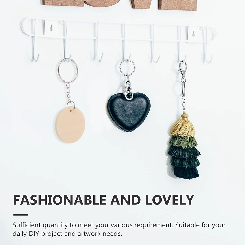 

1Set Round Wooden Discs Keychain DIY Blank Thick Wood Slices with Stainless Steel Key Rings for Hand-Painted Key Rings Car Bag