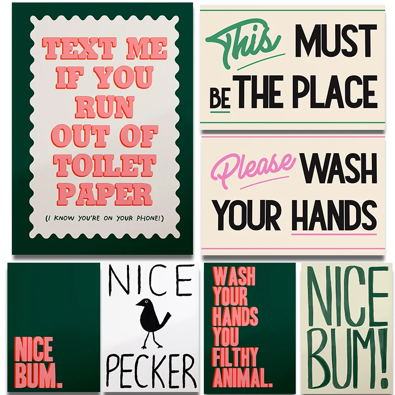 Lustige Toiletten-Poster zum Thema Händewaschen, Schicke WC-Schilder, Moderne Kunstdrucke auf Leinwand, Wandbilder für Badezimmer-Dekoration