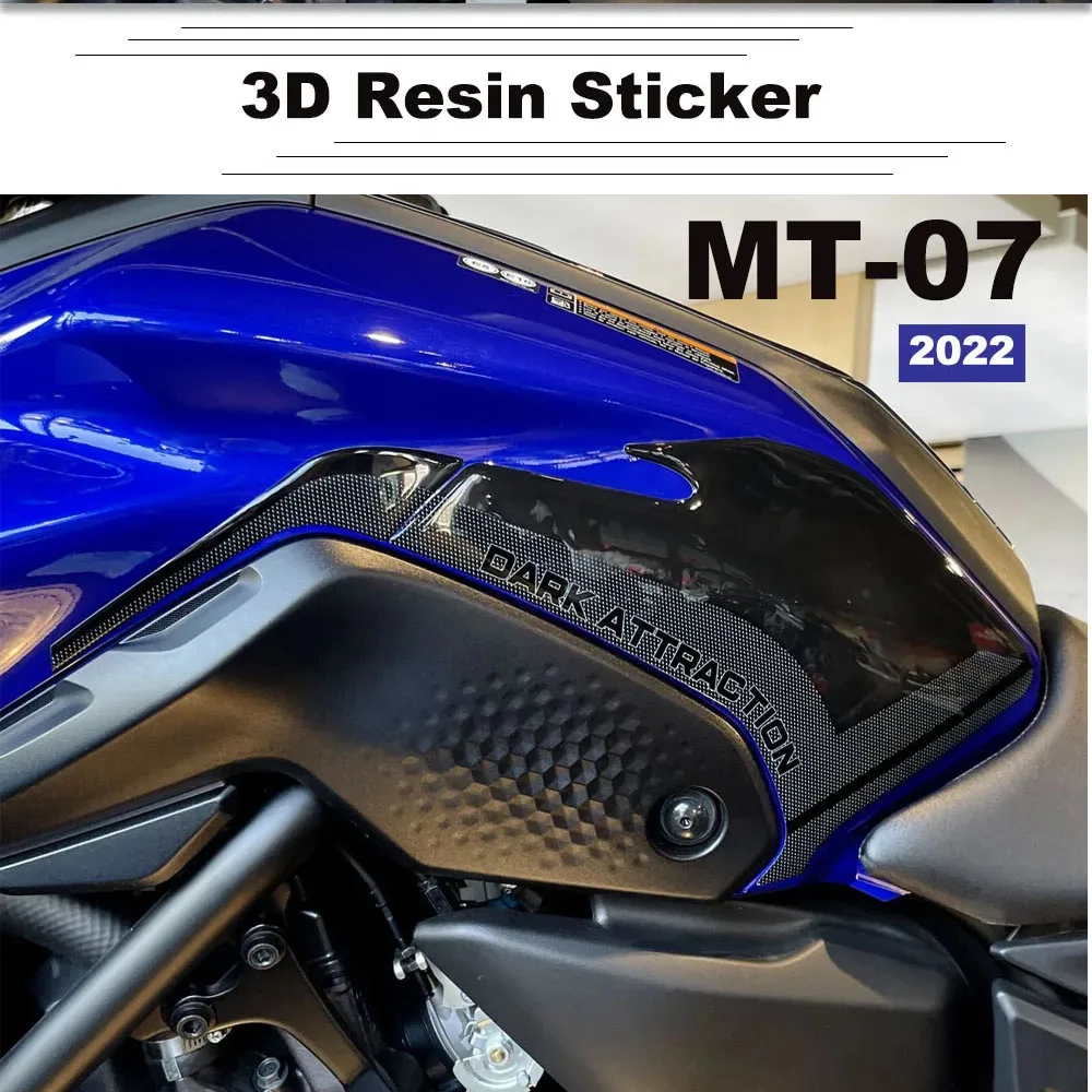 

MT-07 for YAMAHA MT-07 2022 Motorcycle Tank Side Pad Sticker 3D Resin Waterproof Anti-scratch Protector