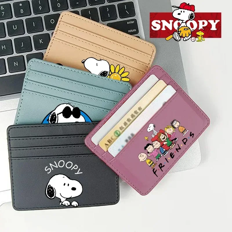 Kawaii Snoopy Coin Purse Peanuts Anime Credit Card Holder Passport PU Wallet ID Cards Cover Case Bag Kid Men Woman Birthday Gift