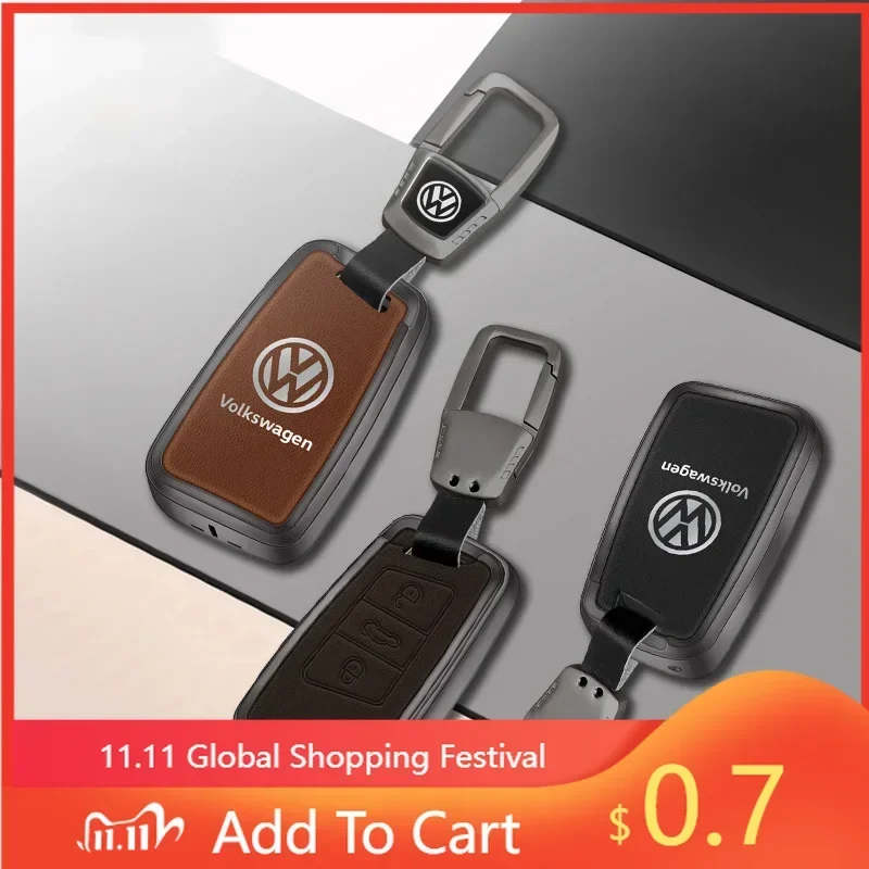 

For VW Leather Car Remote Key Case Full Cover Holder Shell Fob For Volkswagen VW Magotan Passat B8 Keyless Keychain Accessorie