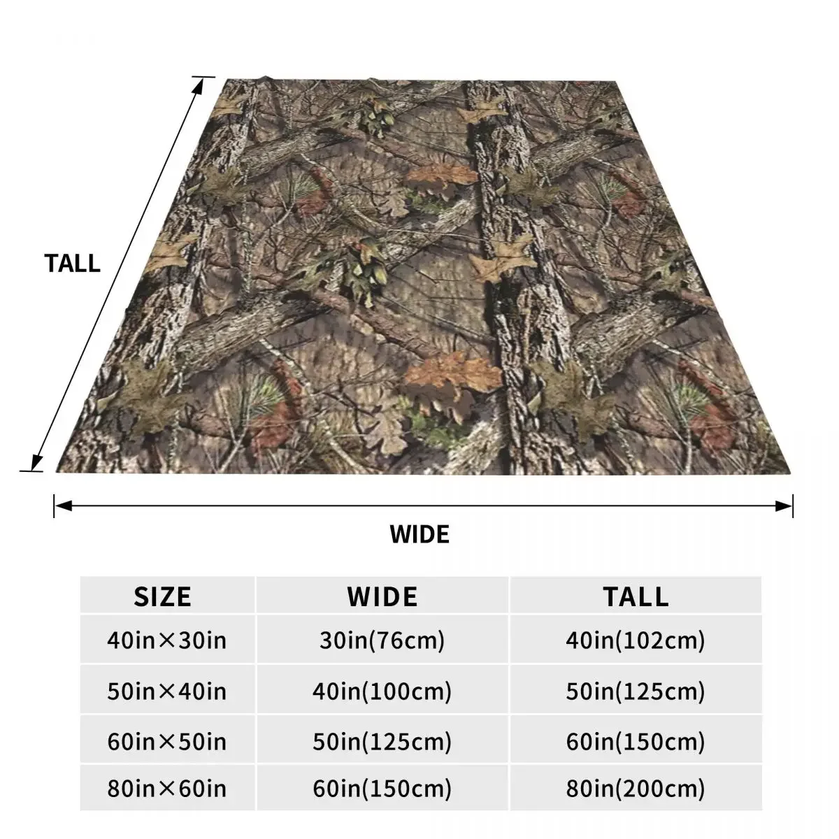 Real Tree Camouflage Blankets Soft Warm Flannel Throw Blanket Plush for Bed Living room Picnic Travel Home Sofa