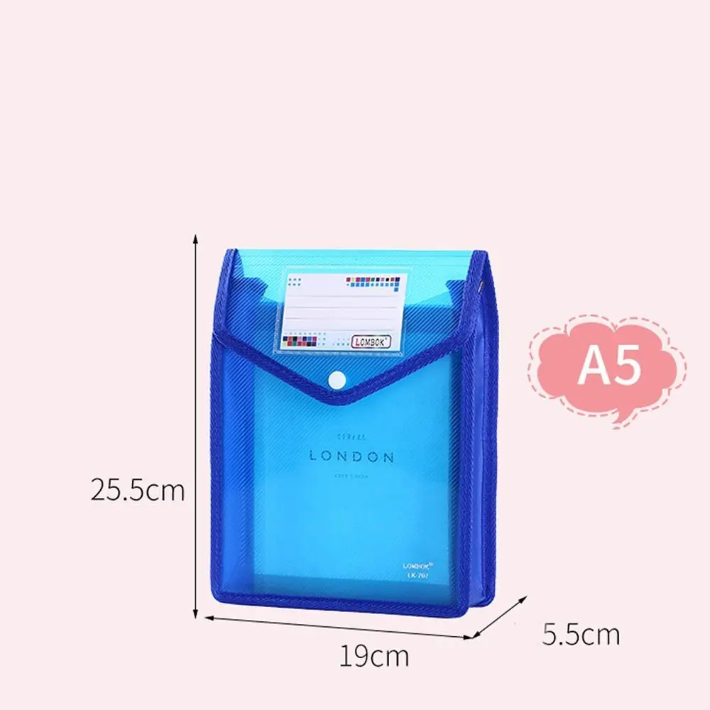 A5 File Folders Large Capacity Office Stationery Storage Pouch  Document Bag Pouch Envelope Folder PP Plastic Document Folder