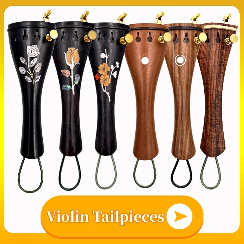 4/4 Tailpieces 1pcs Violin parts Fiddle, jujube wood/ebony wood/rosewood Tail Piece With Fine Tuners+Nylon Tailgut Tailcord