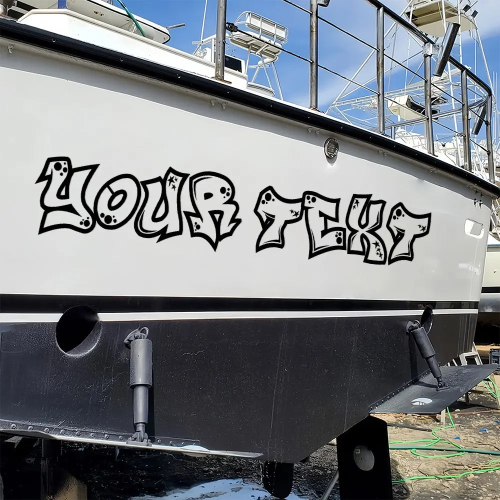 1PC Graffit Font Custom Boat Stickers Personalized Tuning Waterproof DIY Car Window Side Body Windshield Sunscreen Vinyl Decals