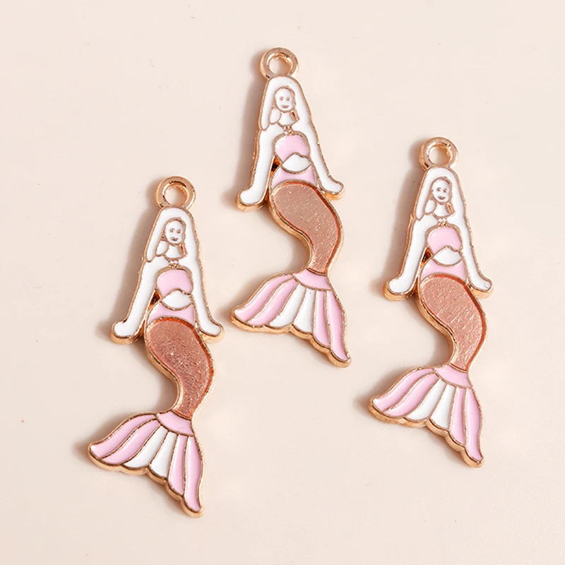 Leslie 10 teile/los Emaille Marine Leben Nette Fischschwanz Meerjungfrau Charms Anhänger für Halskette Ohrringe DIY Schmuck Machen Zubehör – Detail 17