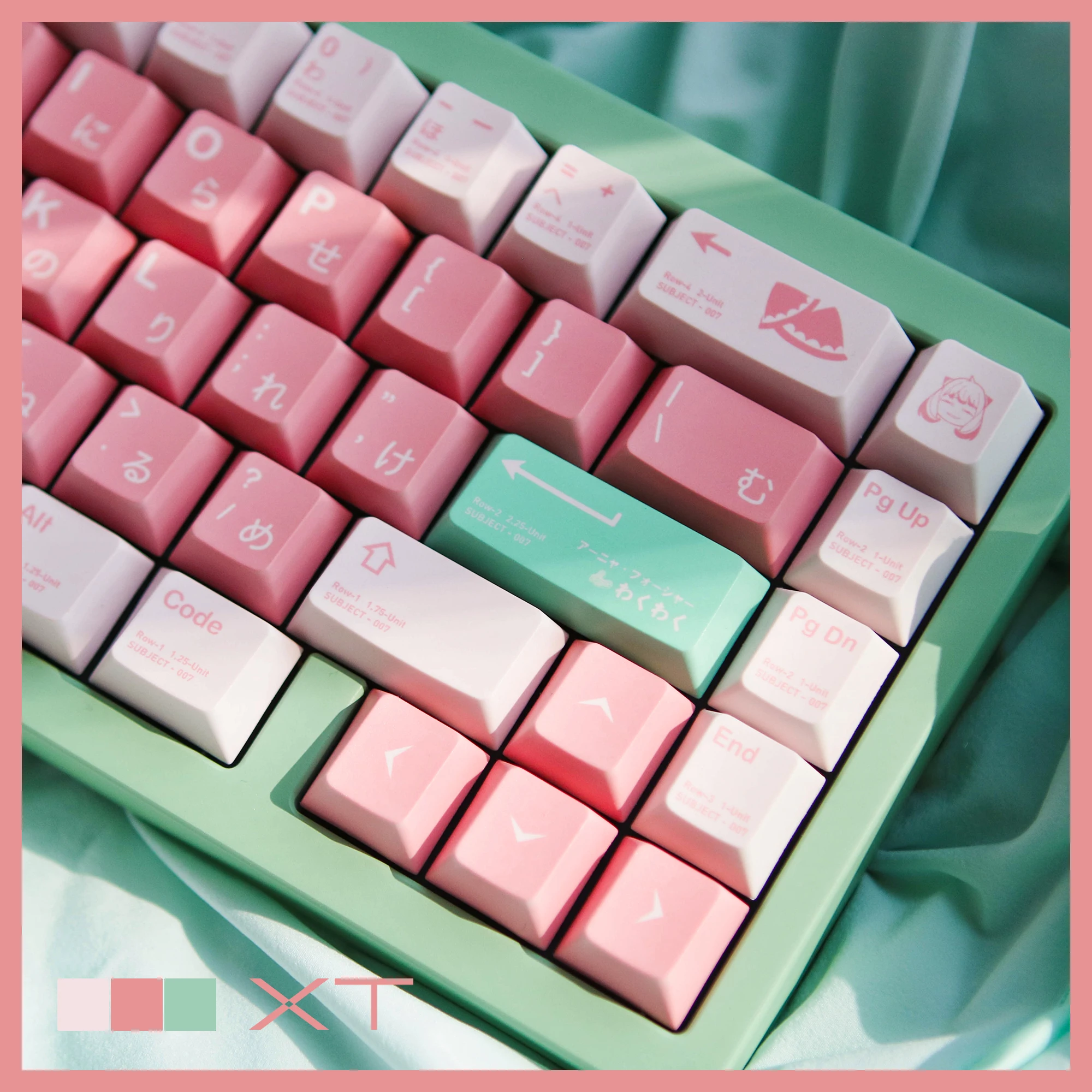 Imagem -04 - Anya Spy Família Keycap Perfil Cereja Verde Rosa Subbed Iso Enter 1.75u 2u 2.25u Shift 3u 6.25u 7u