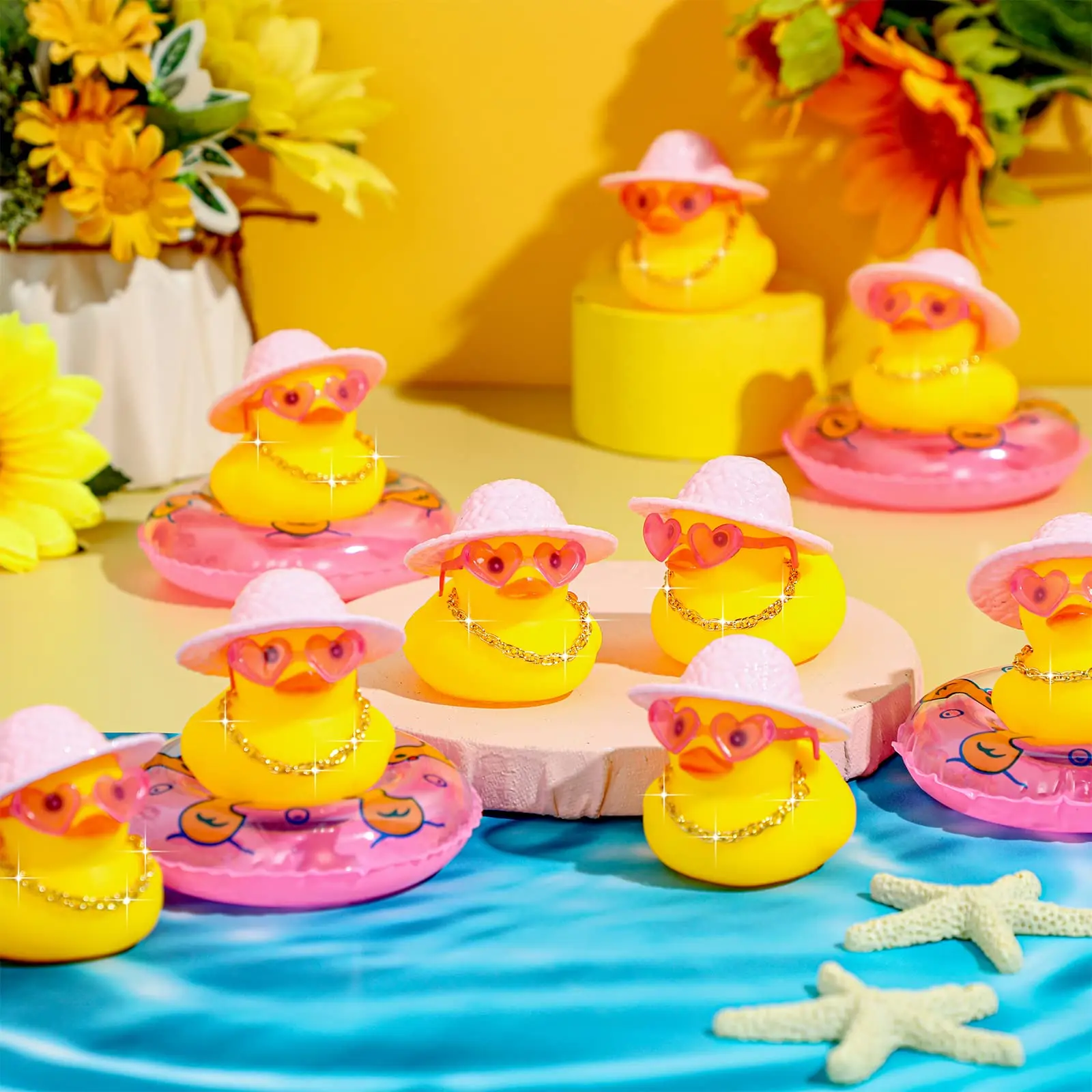 6-60 Set Mini Rubber Ducks Bulk for Kids Children Cute Yellow Duck Toy for Dashboard of Car Bathtub Ornaments