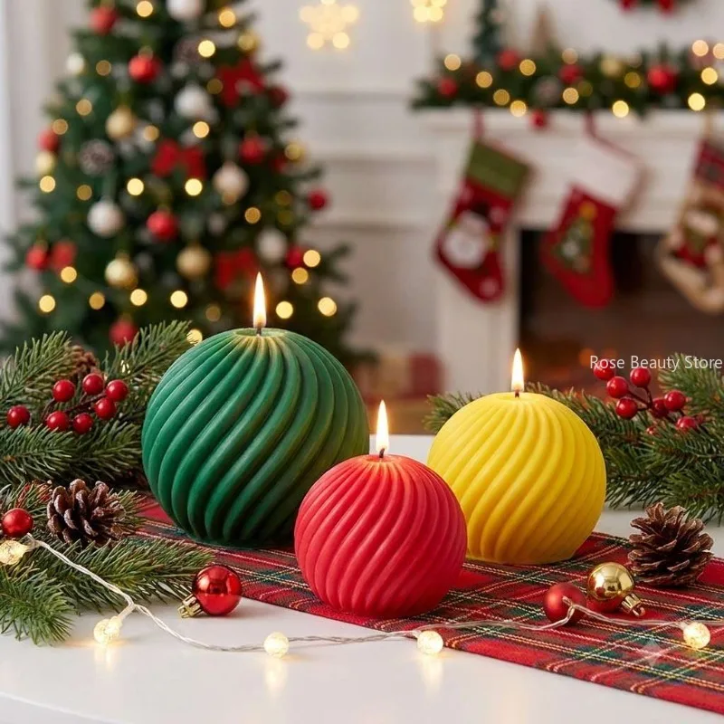 3D Weihnachtskugel Kerzenform aus Silikon Aromatherapie Gipsform Eiswürfel-Form 2027 Weihnachtsdekorationen
