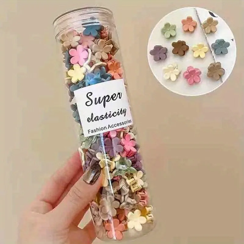 20/30/50 Sets Mini-Haarspangen, Niedliche Blumenförmige Haaraccessoires aus Kunststoff, Einfarbige Zöpfe, Geeignet für Teenager, Süß – Detail 6