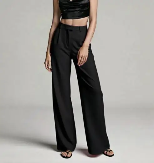 Neue Damen-Hose mit hoher Taille, geradem, weitem Bein, entspannte Silhouette und vielseitiger Stil, formelle Hose