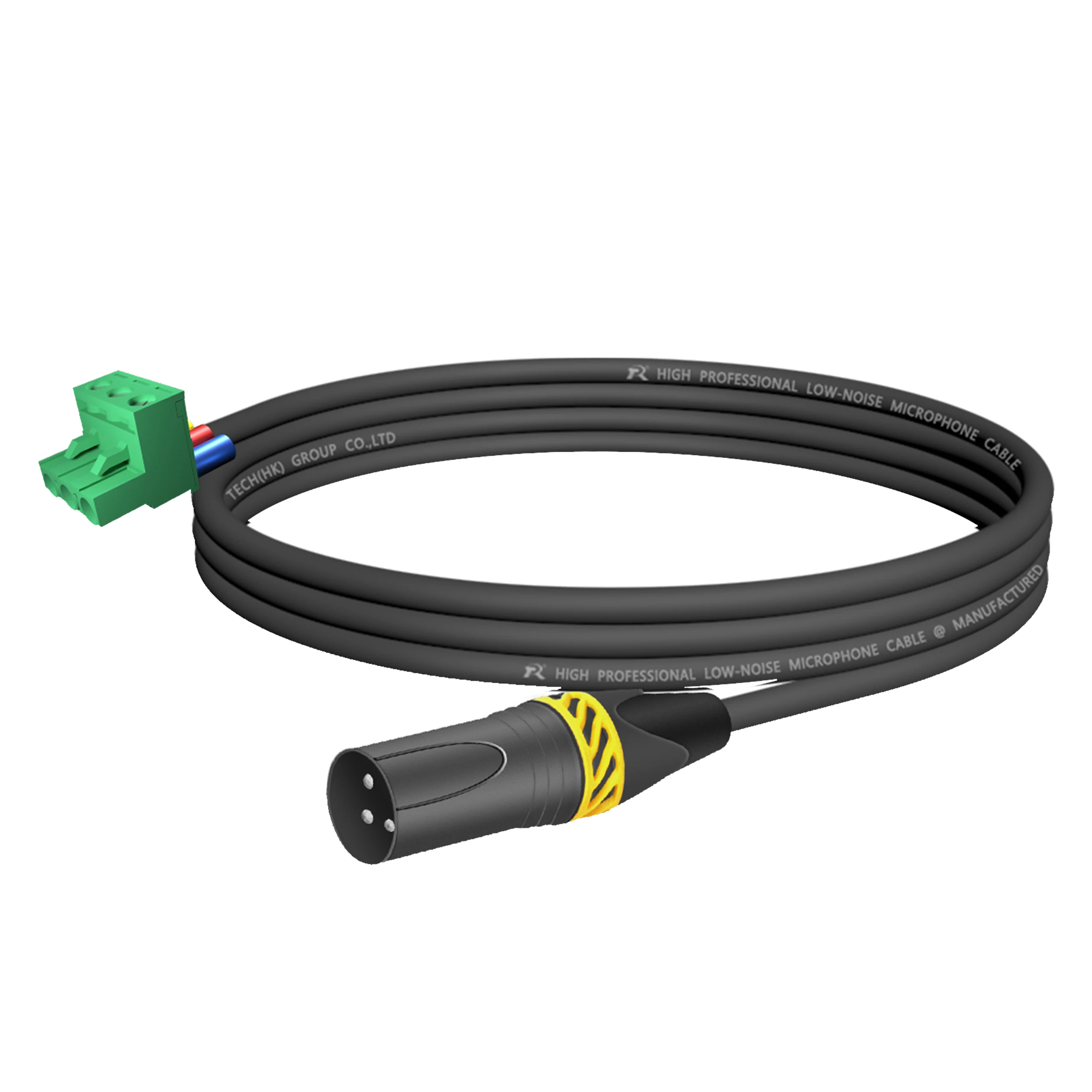 1 Stück Phoenix-zu-XLR-Audiokabel, Abgeschirmtes Kabel mit XLR-Stecker/Buchse und Gelber Rutschfester Zugentlastung – Detail 2