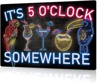 Putuo Decor Its 5 O;clock Somewhere Metal Tin Sign Drinking Neon Home Bar Beer Vintage Signs for Bedroom Garage Pub Cl