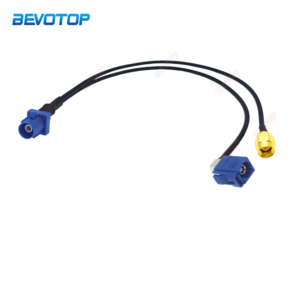 Fakra C Male Plug to Fakra C Female 90° RAL 5005 + SMA Male RG174 Y Type Radio Splitter Combined RF Coaxial Cable 30cm/50cm/1M