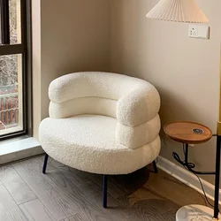 Sofá de Cachemira de cordero nórdico para sala de estar, sillón Simple y moderno para apartamento pequeño, sofá individual para salón de belleza, muebles de banco