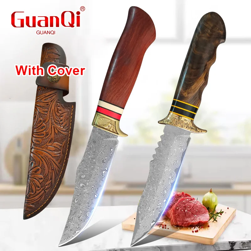 Kitchen Butcher Knife 67 Layers Damascus Steel Chef Slicing Knife Wooden Handle Boning Meat Fruit Vegetables Barbecue Knife