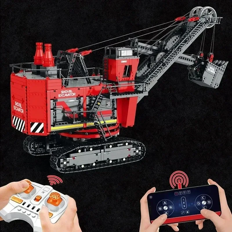 Reobrix 2968pcs Technical Front Shovel Rope Excavator Building Blocks App RC Motorized Car Construction Brick Toys For Boys