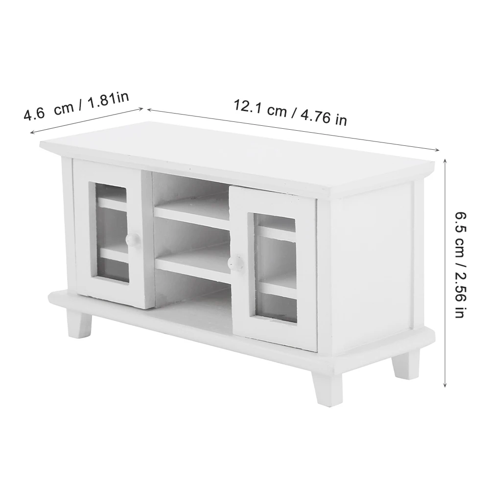 ZK30 1:12 Scale Dollhouse Storage TV Cabinet Miniature Mini Wooden Furniture Children Gift White