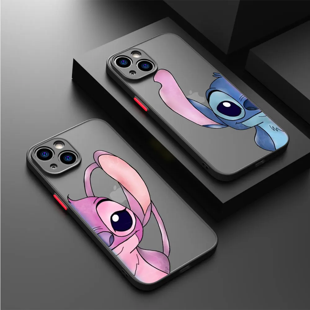 Angie Stitch Cute Case For Apple iPhone 15 11 14 13 12 Pro 7 XR X XS Max 8 Plus 6 6S SE 2022 15Pro Black Matte Phone Funda