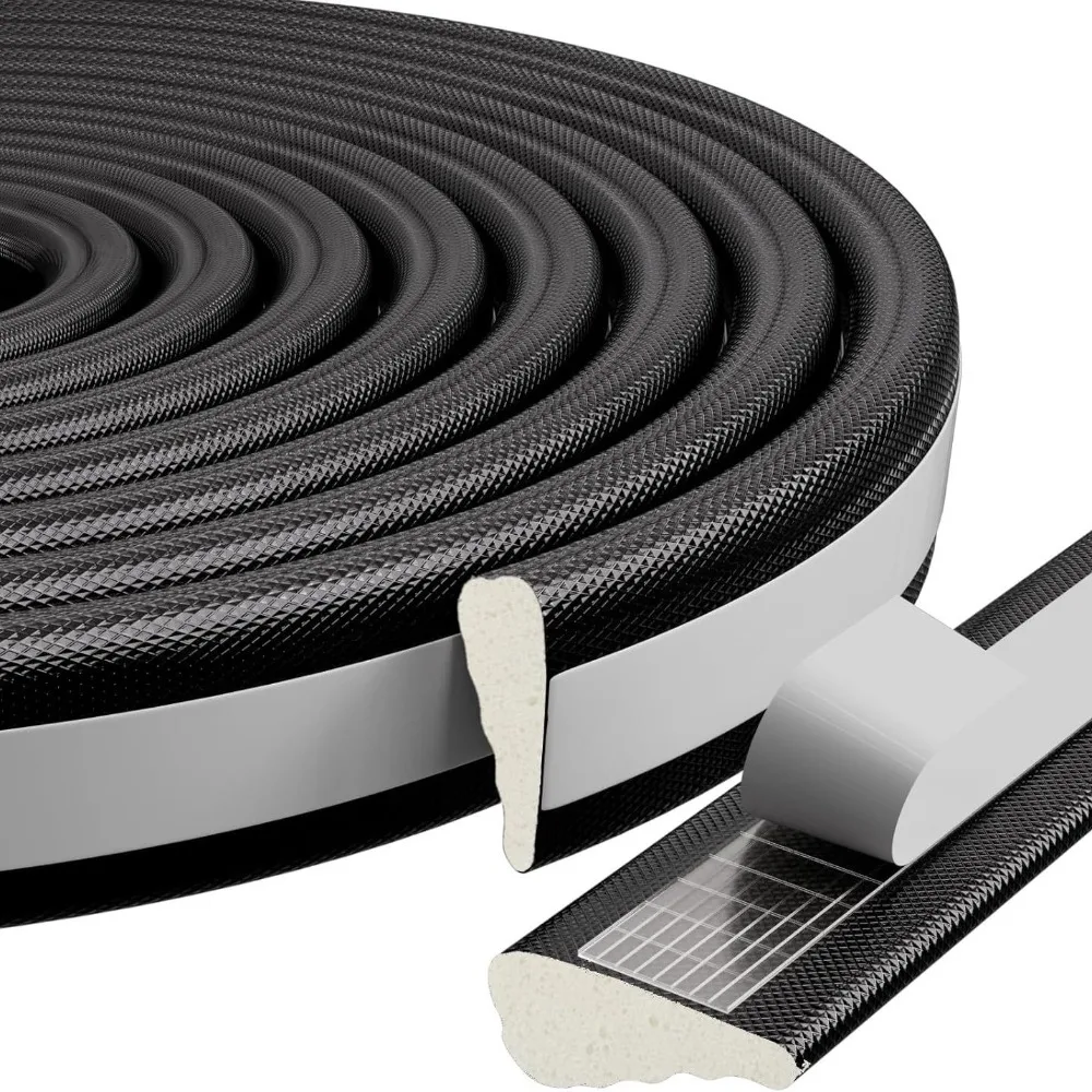 3/5/6.1m Weather Stripping Sound Insulation Filling Foam Seal Strip Self-adhesive Soundproof Windproof Insulation Strip Door gap
