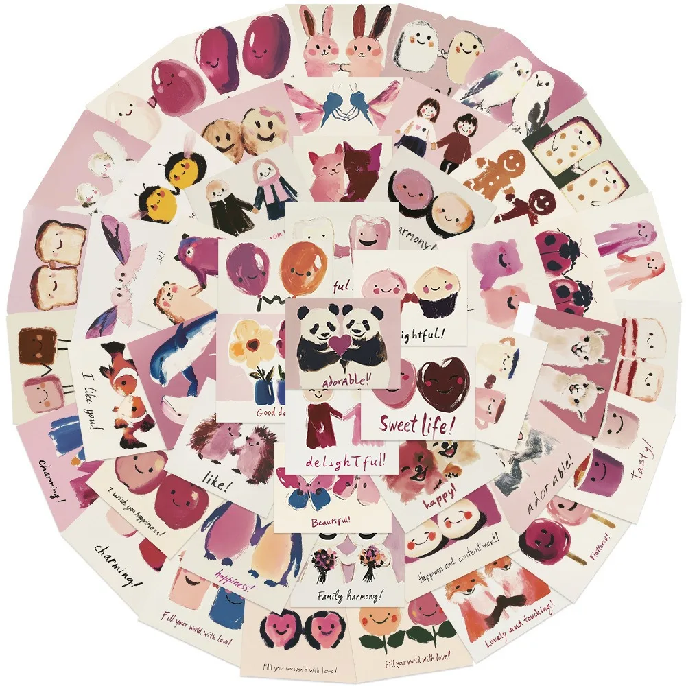 10/50PCS Adesivos Fofos Pintados à Mão para o Dia dos Namorados, Decoração Criativa de Graffiti DIY para Capas de Celular, Cadernos, Copos de Água e Brinquedos