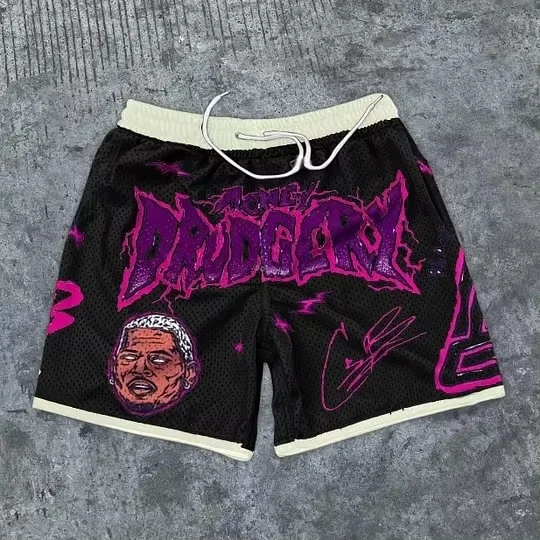 2026 Vintage Casual Fun Pattern Graphics Shorts Loose Basketball Sport Gym Breathable Shorts Fitness Trai Y2K