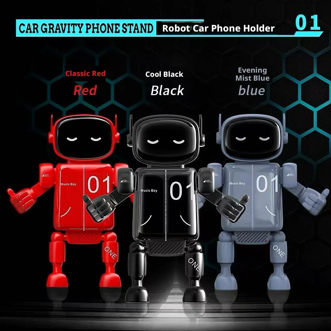 Robot Gravity Car Phone Holder Cartoon Air Vent Auto Lock Mount One Hand Operation Stable Cellphone Stand For All Mobile Phones