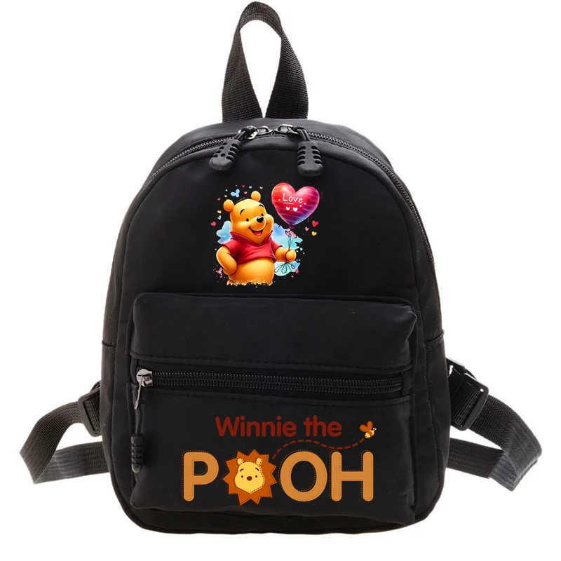 Mini mochila de dibujos animados Winnie The Pooh para mujer, bolso de hombro para niñas adolescentes, mochila escolar informal para damas de viaje