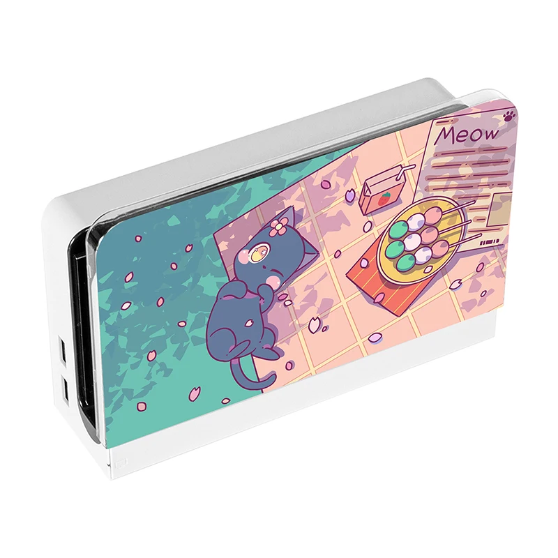 Cubierta de base de carga Switch Oled, funda de base dura de cristal de dibujos animados bonitos para Nintendo Switch OLED, funda protectora antiarañazos