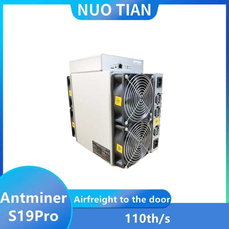 Used Antminer S19pro 110th/s±10% Bicoin Miner Mining Machine Asic Miner Bitmain Antminer S19 Pro 110t 3250w Include PSU