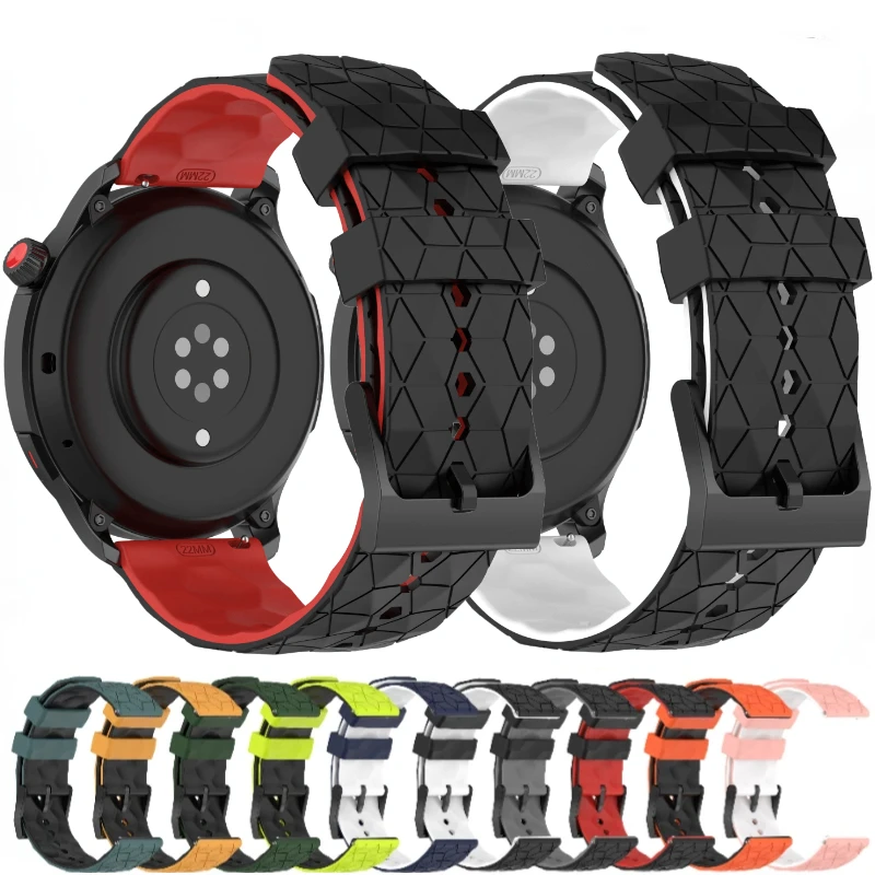 20mm 22mm Silicone Strap For Samsung Watch 6/5/4/3 Huawei Watch 4 3/GT4-3 Pro Football Pattern Bracelet Band Amazfit GTR 4/GTS 4