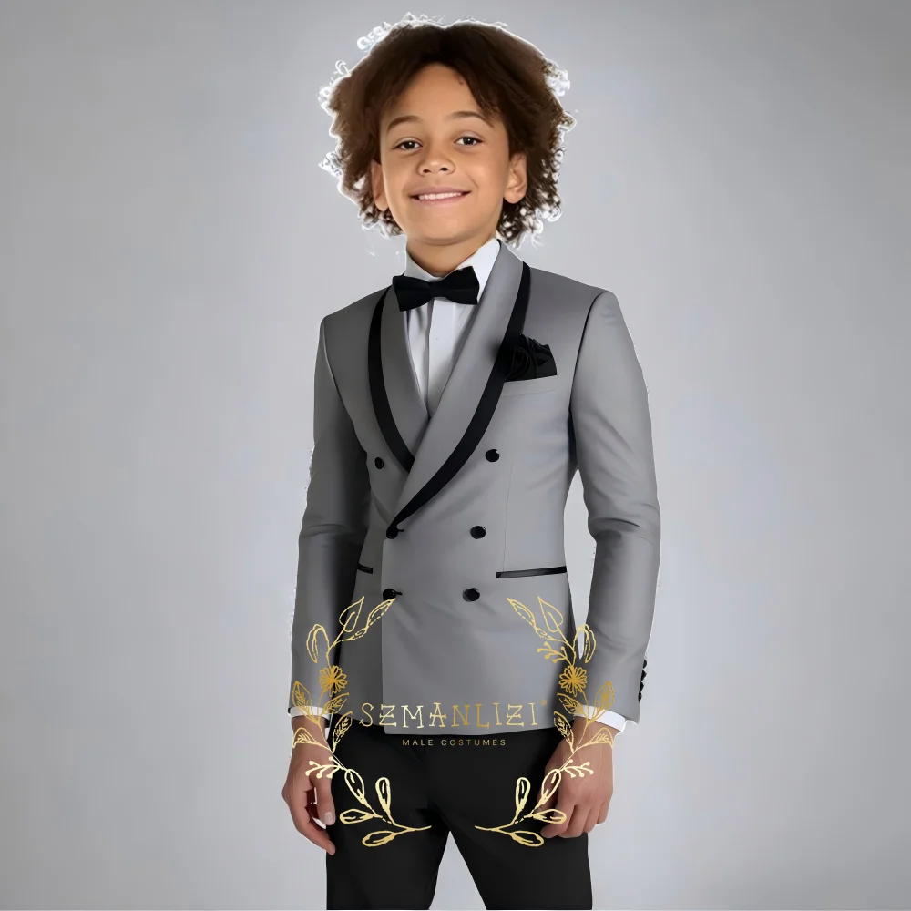 

Suit For Boy Blazer Pant Sets Double Breasted Child Wedding Suit Set Formal Wear Birthday Stage Performance Costumes 2-16 Years
