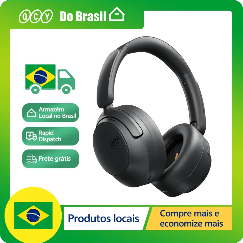 Fone de Ouvido Over-Ear QCY H3S com Som Espacial Hi-Res LDAC, Headset H3S com ANC Adaptativo de -56dB, Fone Sem Fio Bluetooth 6.0 com 102 Horas de Bateria