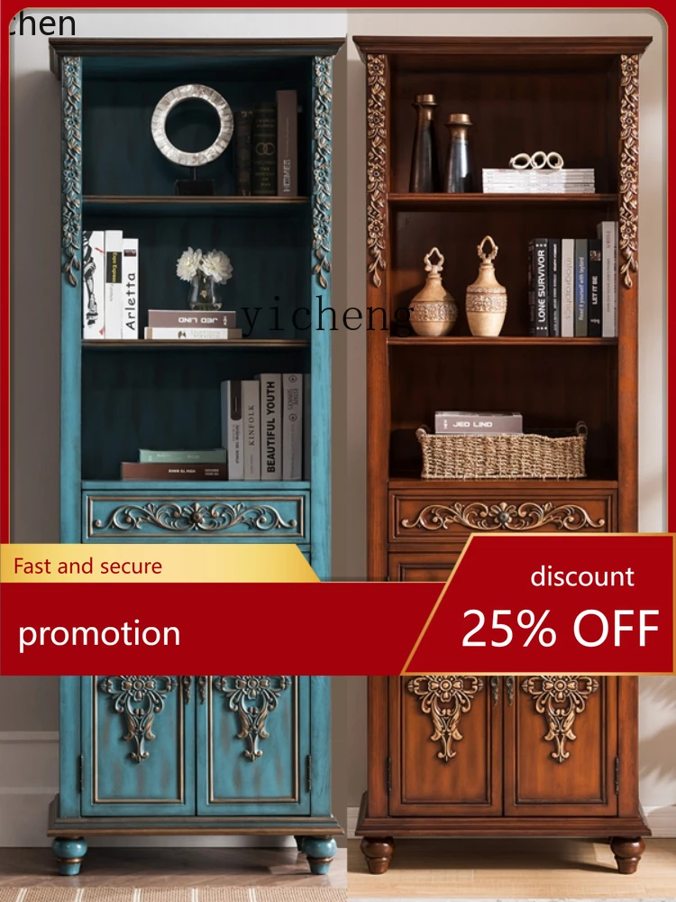 

YFY Sideboard Cabinet Solid Wood European Style Clothes Closet Bookcase Wine Cabinet Painted Hallway High Locker