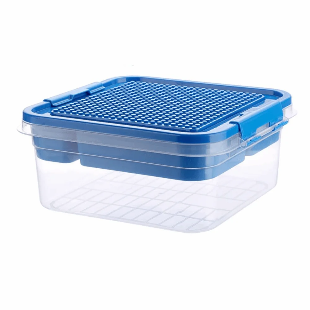

Stackable Building Blocks Storage Box Transparent Dustproof Children's Organizer Double-layer storage Building Base