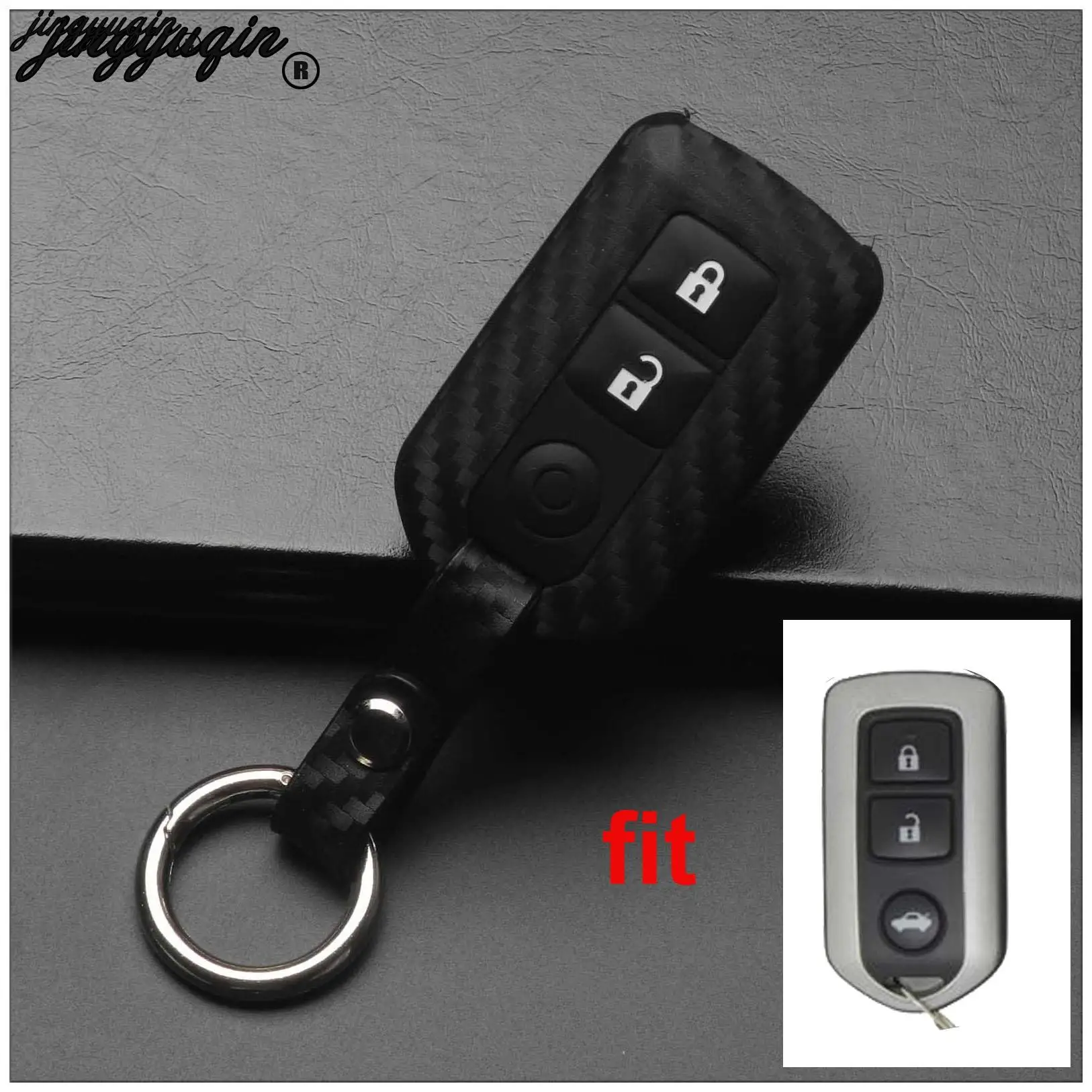 jingyuqin Carbon Fiber Silicone Car Key Case Fob Cover For Nissan Qashqai Micra Juke X-Trail Navara Note Tiida Pathfinder