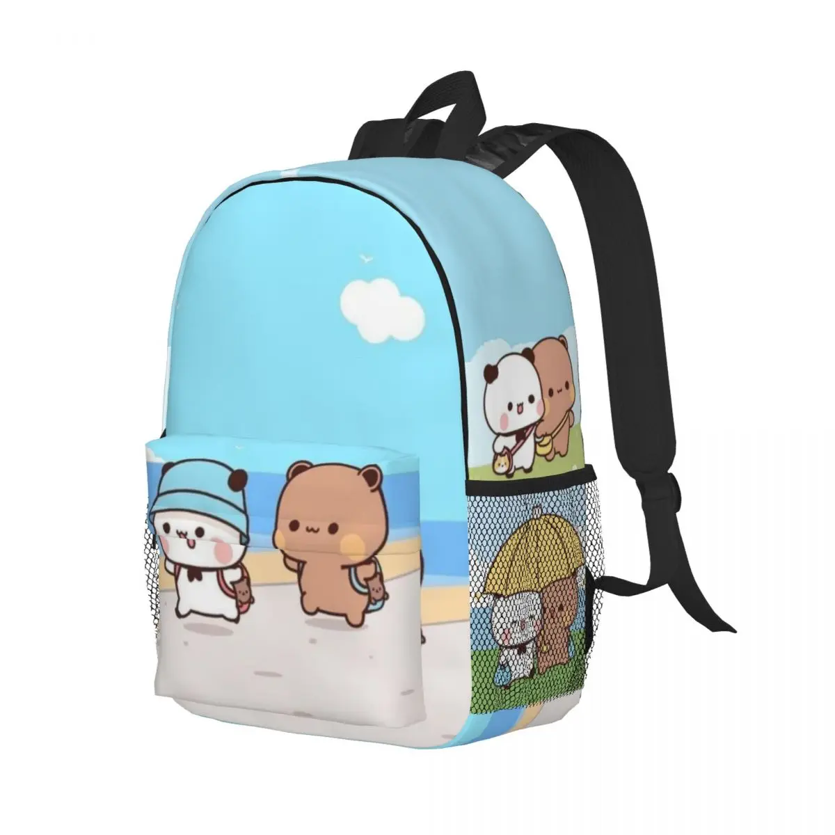 Cute Bear Panda Boo Boo & One Two New Fashion High Capacity Waterproof College Backpack Trendy Laptop Travel Book Bag 15inch