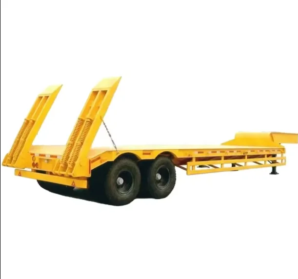 30-60 Ton Low Bed Trailer for Transporting Heavy Equipment 12m 18m High Quality Strong 2/3/4 Axle Semi-trailer