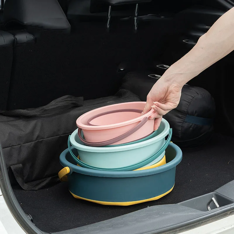 

4.6L 10L 16.8L Household portable thickened plastic portable folding bucket car travel car wash bucket outdoor fishing bucket