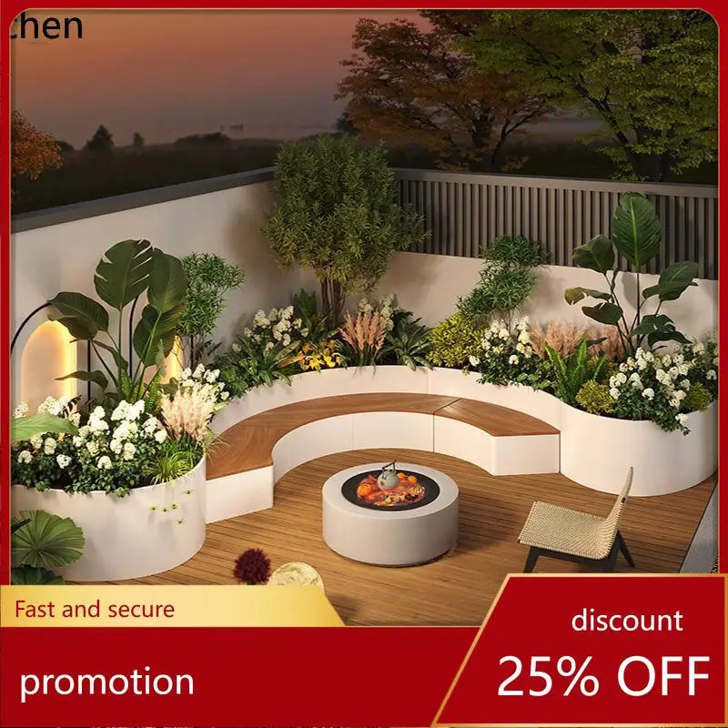 CZ1  Courtyard Flower Box and Stool Combination Flower Bed Outdoor Balcony Flower Box Outdoor Iron Art Planting Box