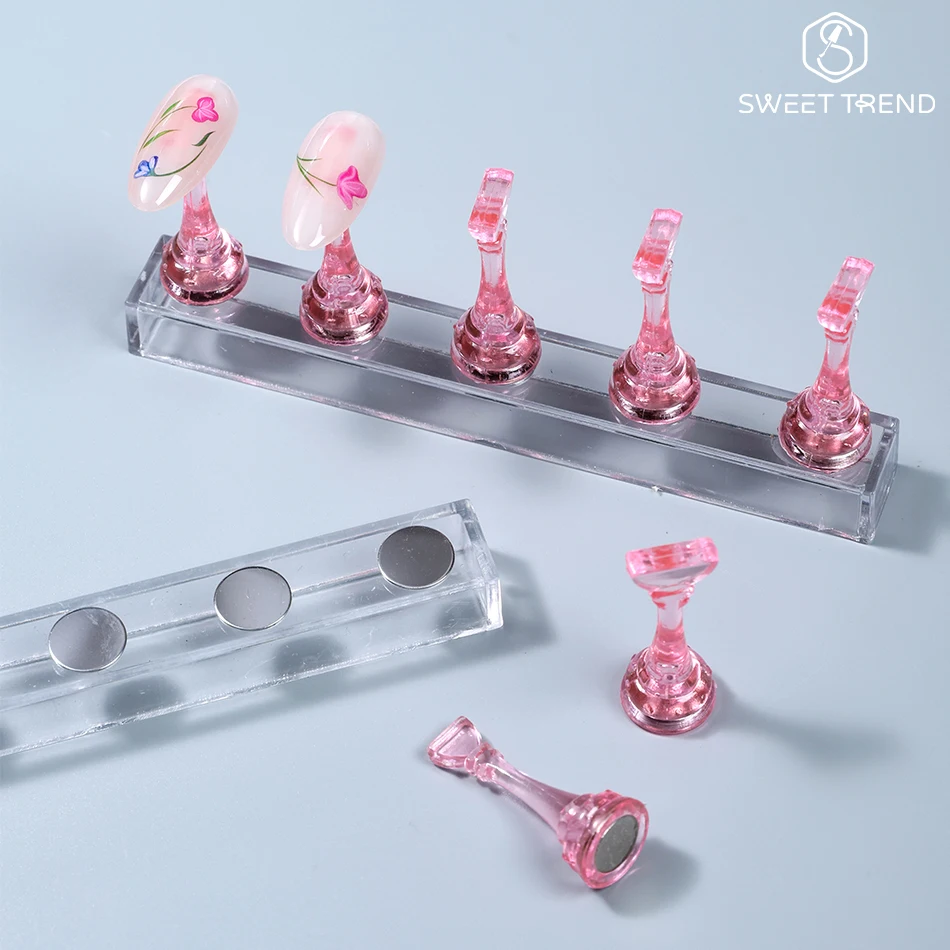 1 Set Chess Magnetic Nail Stand for Press On Nails Display Fake Nail Nail Tips Practice Holder Acrylic DIY Manicure Stand Tools